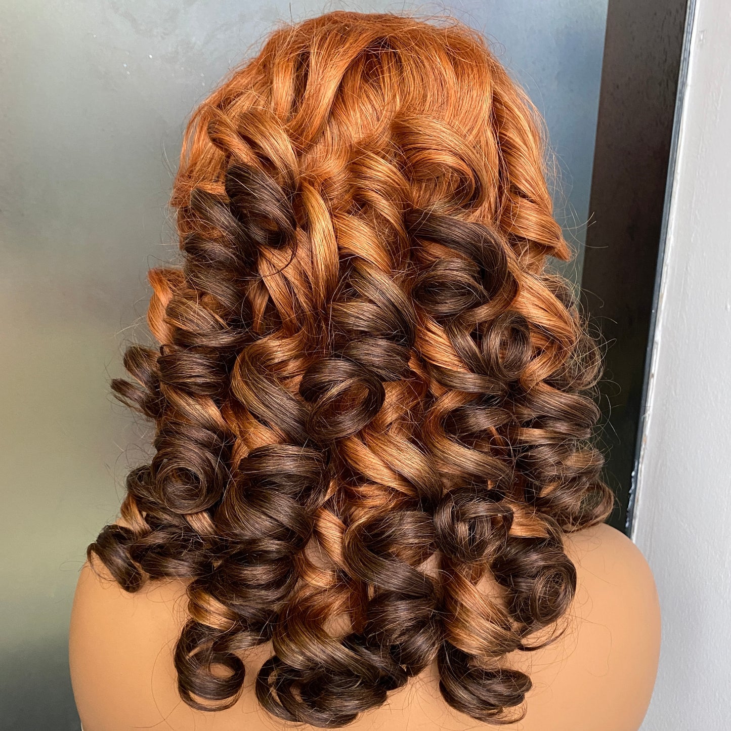 Highlight Color 180% Density Fumi Curly 13x4 Transparent Lace Frotnal Wig 16 Inch