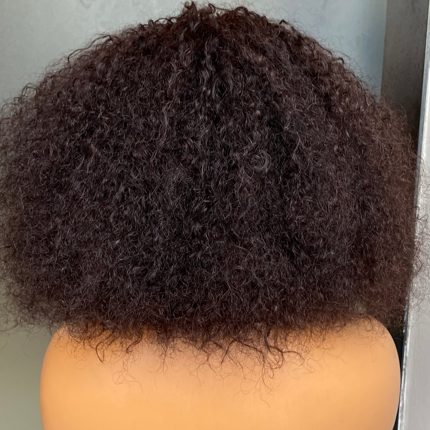 Remy Human Hair Kinky Curly Regular Bang Wig 12-30 Inch