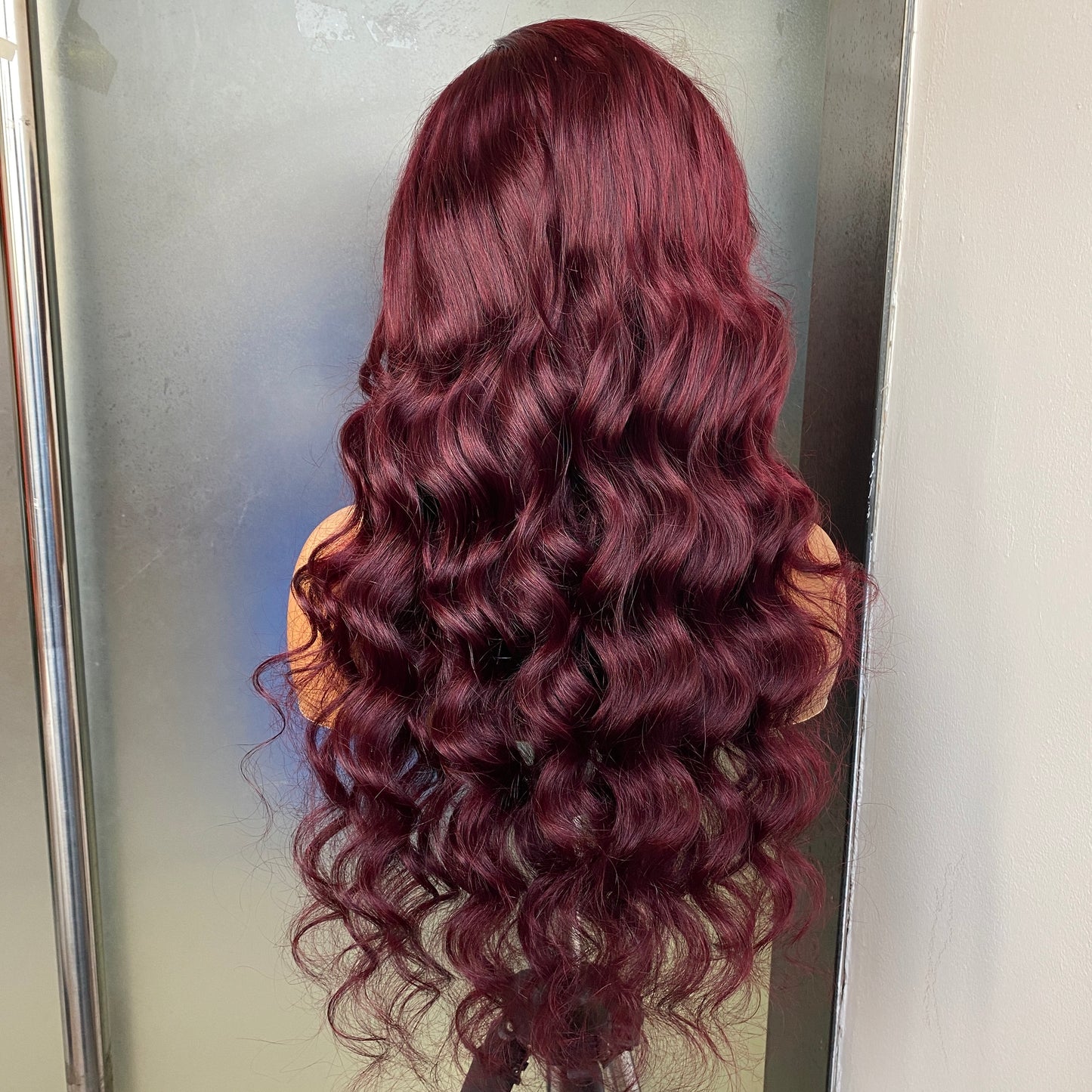 HUIXIN Wine Red Body Wave 13x4 Transparent Lace Frotnal Wig 22”