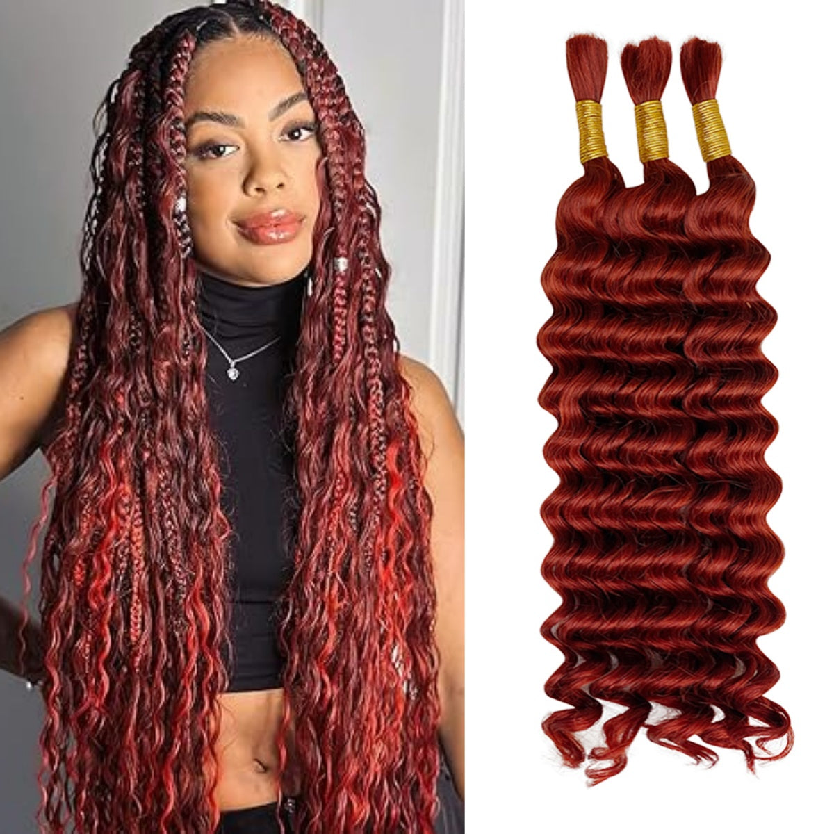 Natural Color Human Braiding Hair 110g Deep Wave Bulk Boho Box Braids No Weft Curly Hair Extensions 20 Inch