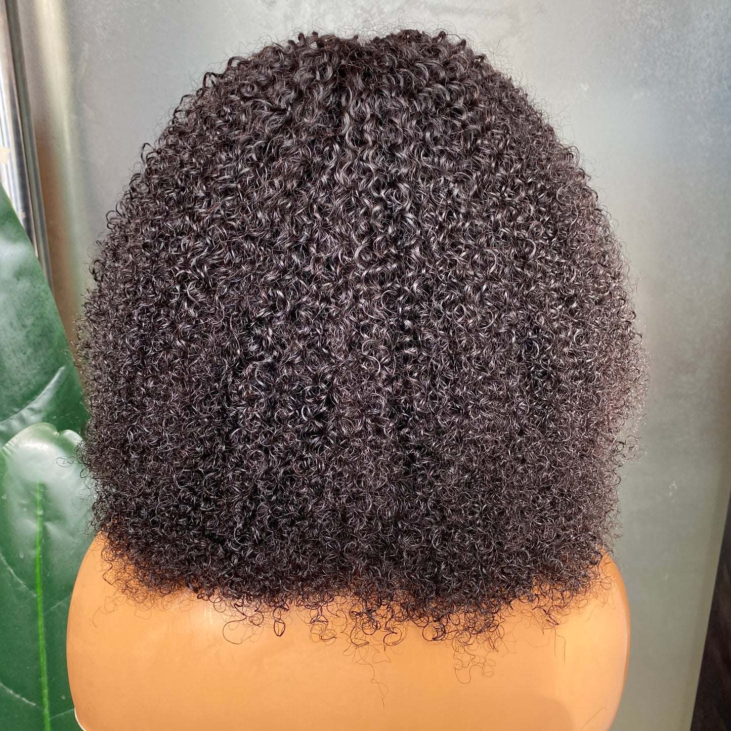 200% Density Kinky Curly Headband Wig Virgin Human Hair 14 Inch