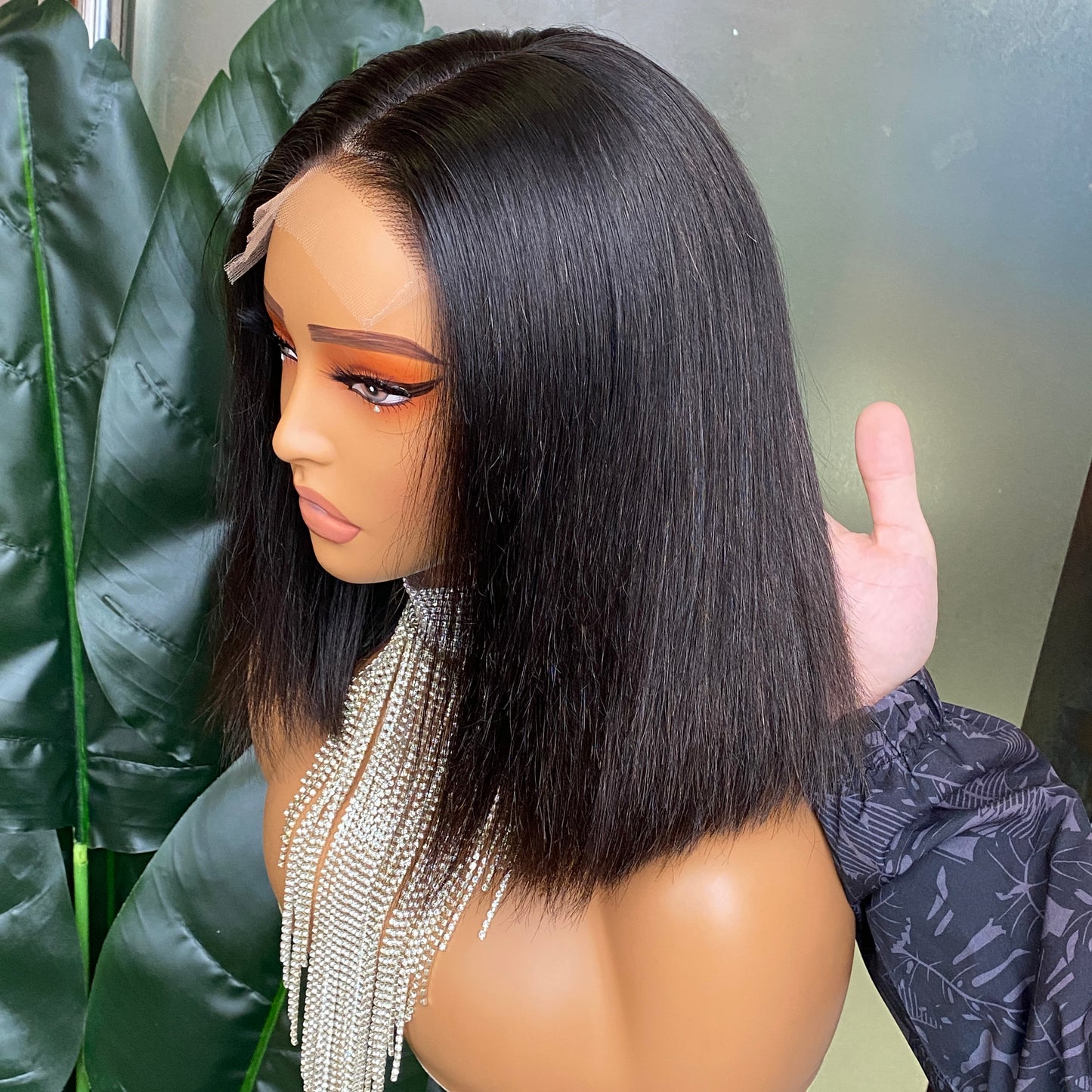Straight Double Drawn Human Hair Short Bob 5x5 HD Lace Closure Glueless Wig 10 Inches