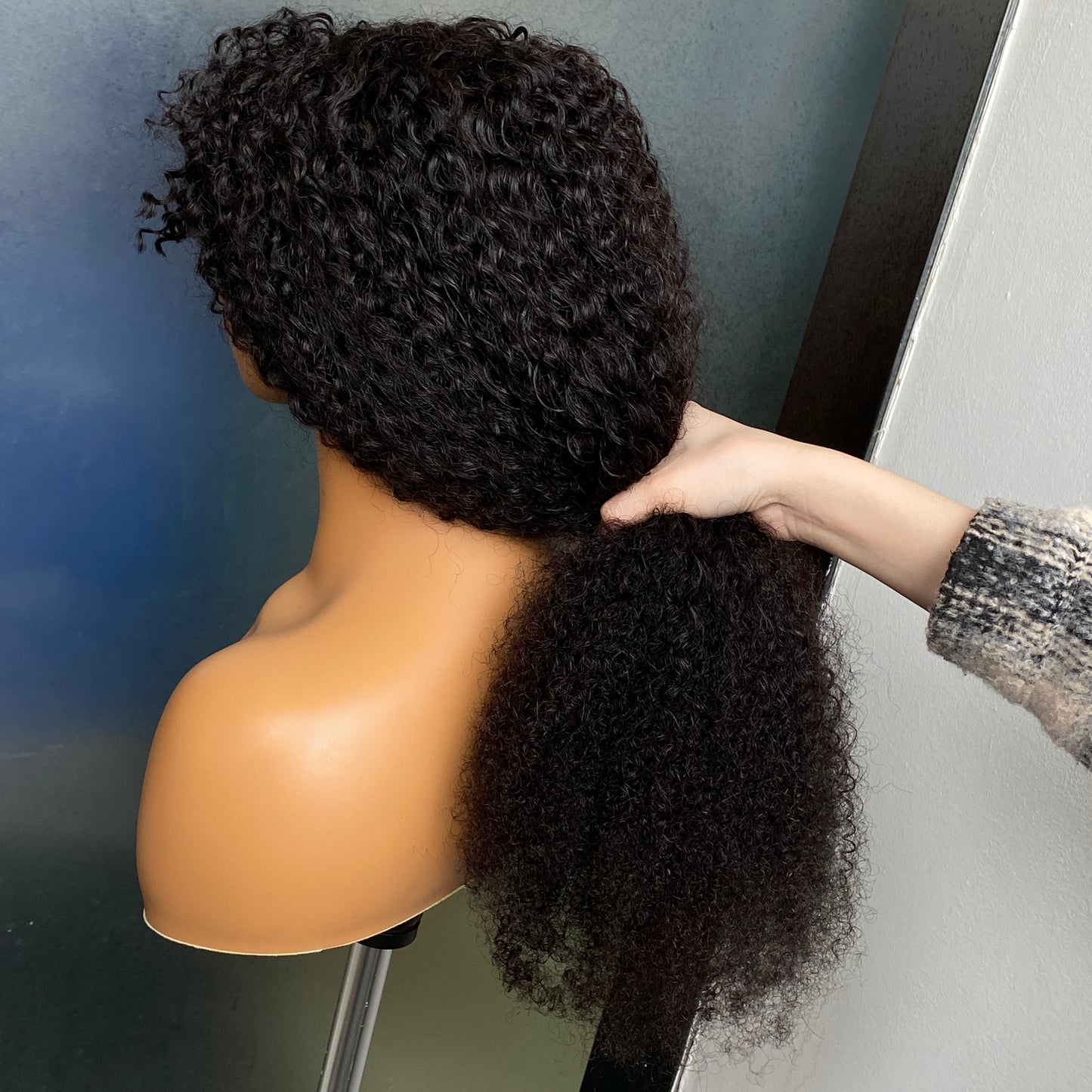 Raw Remy Human Hair Afro 4B Kinky Curly Regular Bang Wig 8-30 Inch