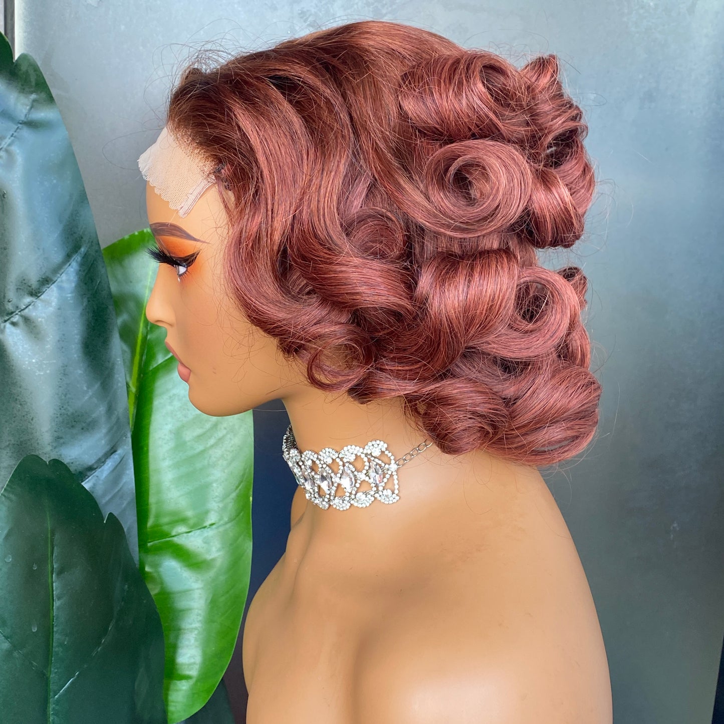 Raw Human Hair Brown Fumi Curly 5x5 Transparent Lace Closure Wig 12 Inch