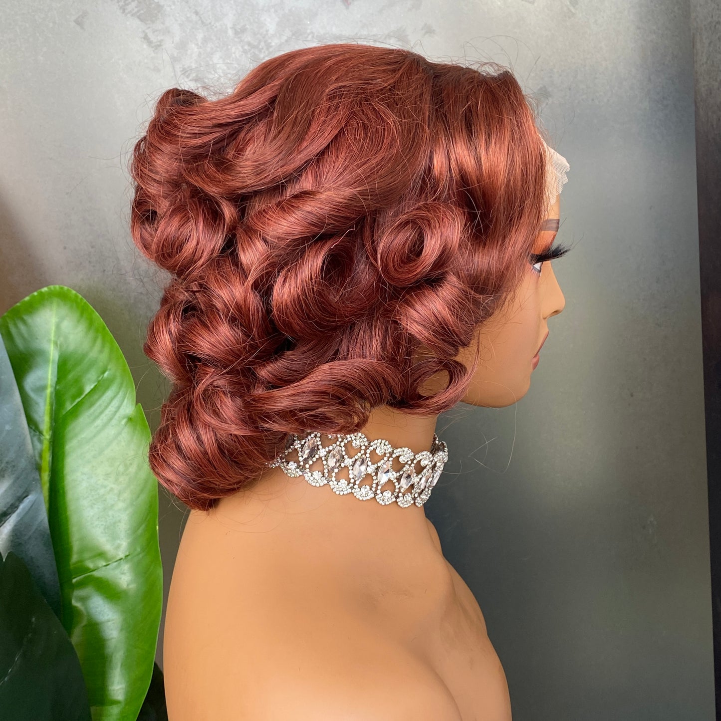 Raw Human Hair Brown Fumi Curly 5x5 Transparent Lace Closure Wig 12 Inch