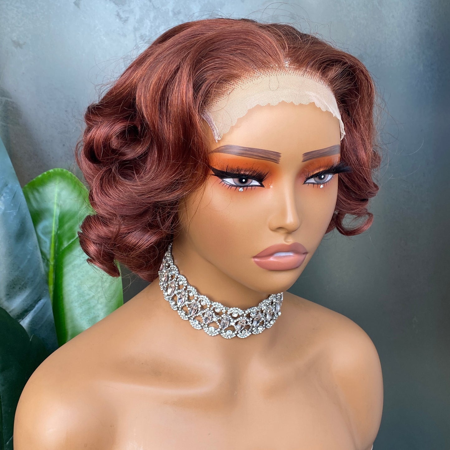 Raw Human Hair Brown Fumi Curly 5x5 Transparent Lace Closure Wig 12 Inch