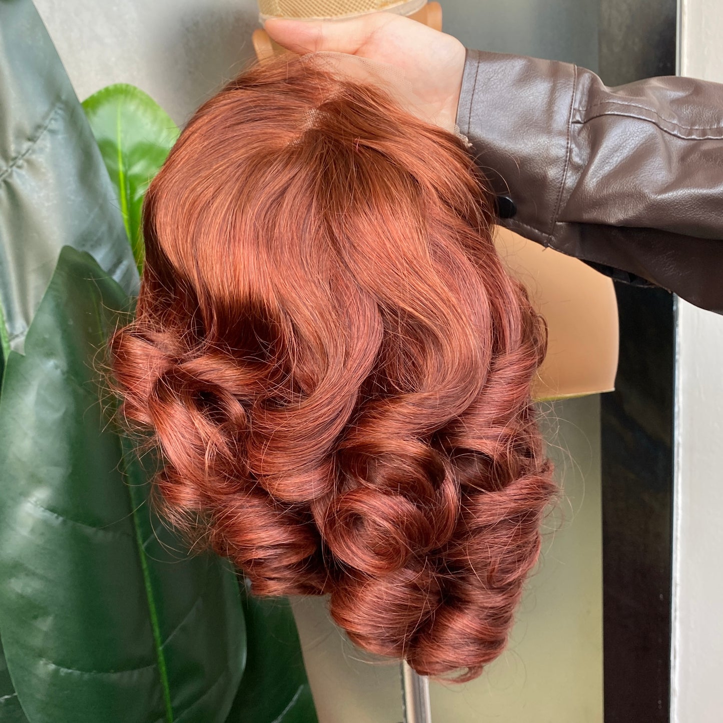 Raw Human Hair Brown Fumi Curly 5x5 Transparent Lace Closure Wig 12 Inch