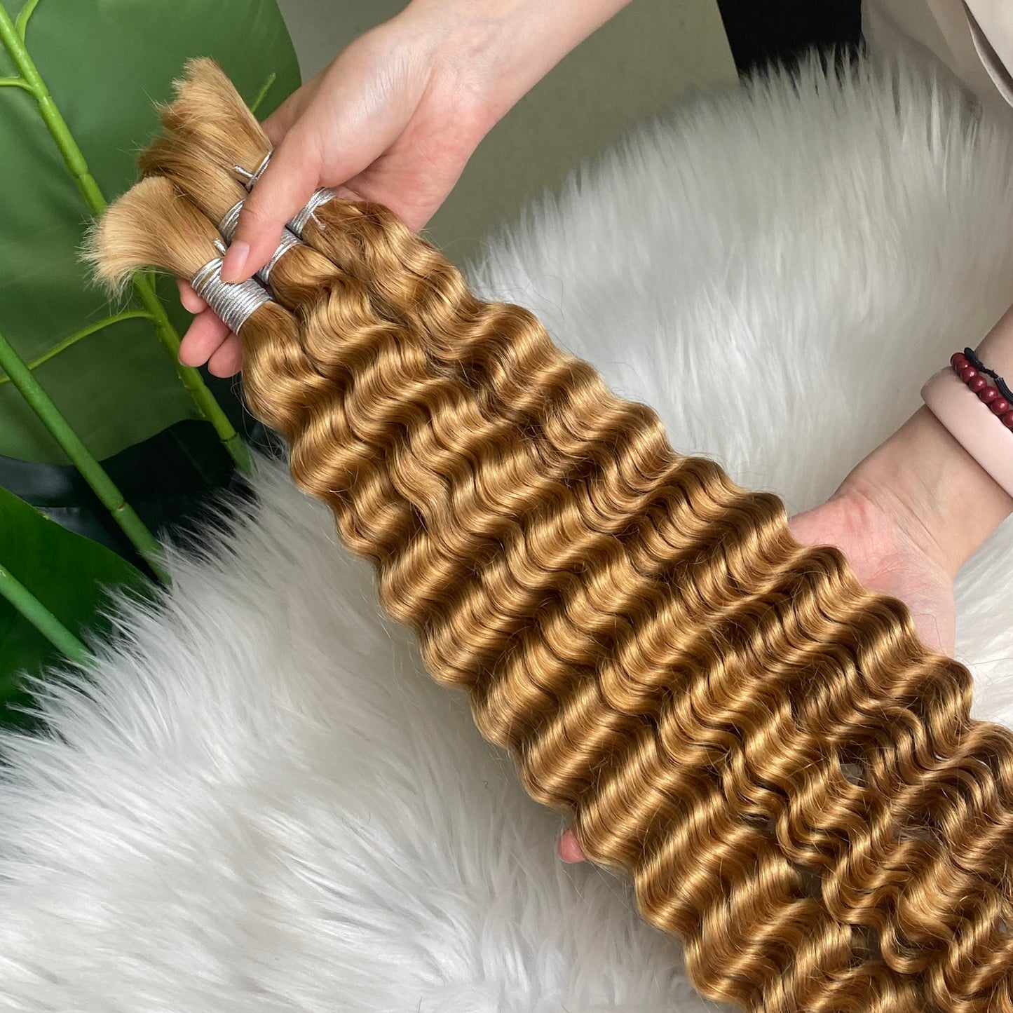 #27 Color Human Hair Braiding Deep Wave Bulk Boho Box Braids No Weft Hair Extensions 100g