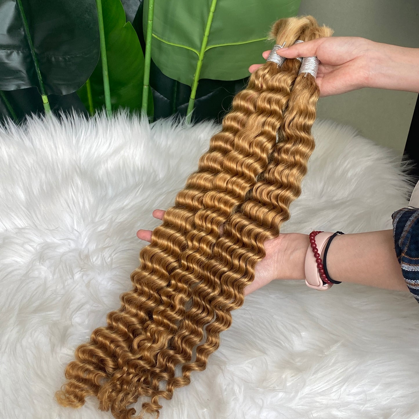 #27 Color Human Hair Braiding Deep Wave Bulk Boho Box Braids No Weft Hair Extensions 100g