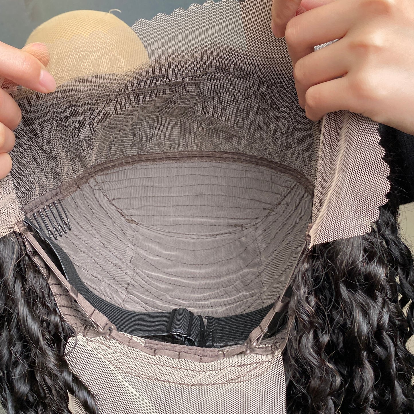 Natural Black Fumi Curly 13x4 Transparent Lace Frontal Human Hair Wig 14 Inch