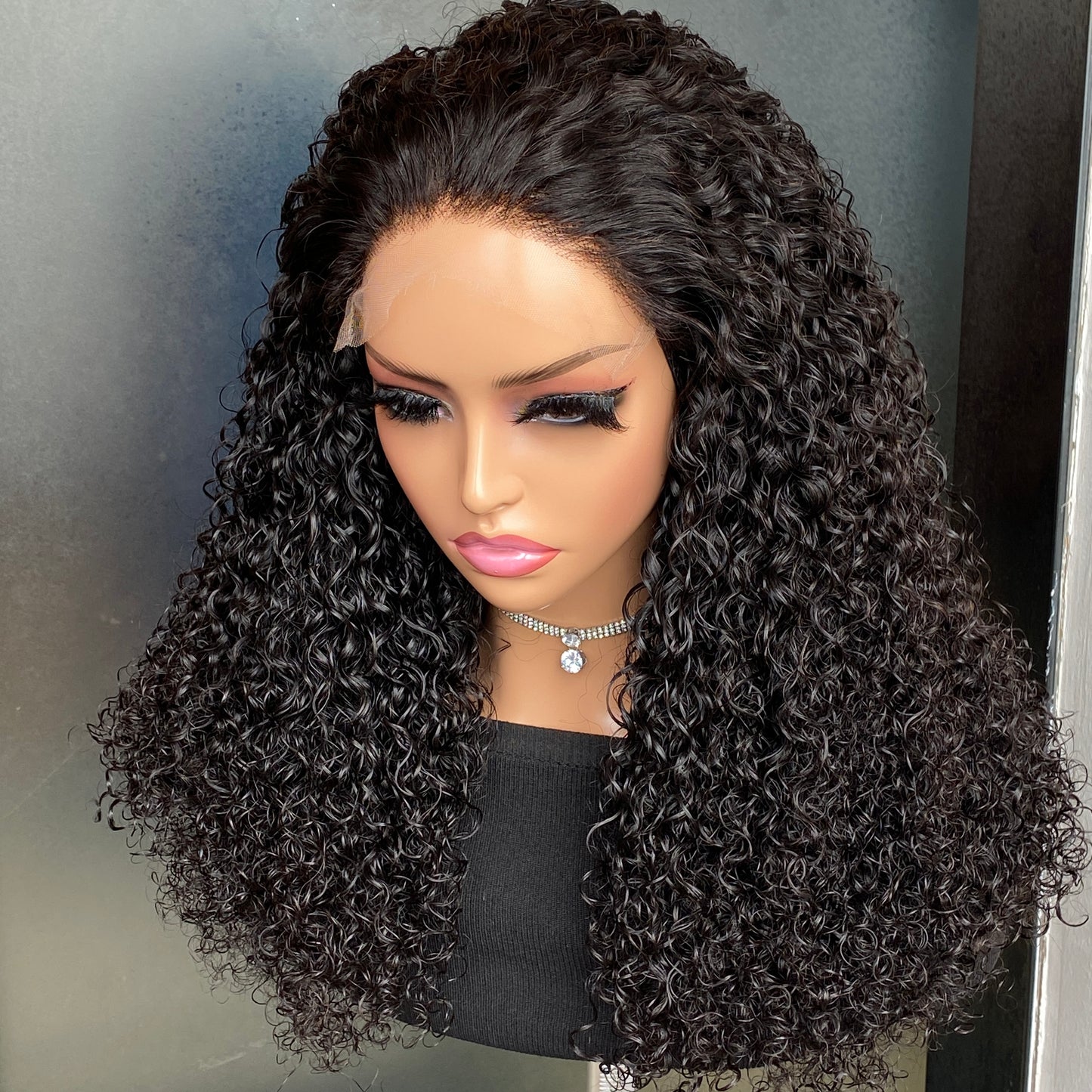 HUIXIN Grade 12A 180% Density Jerry Curly 6x6 HD Lace Closure Wig 12-32 Inch