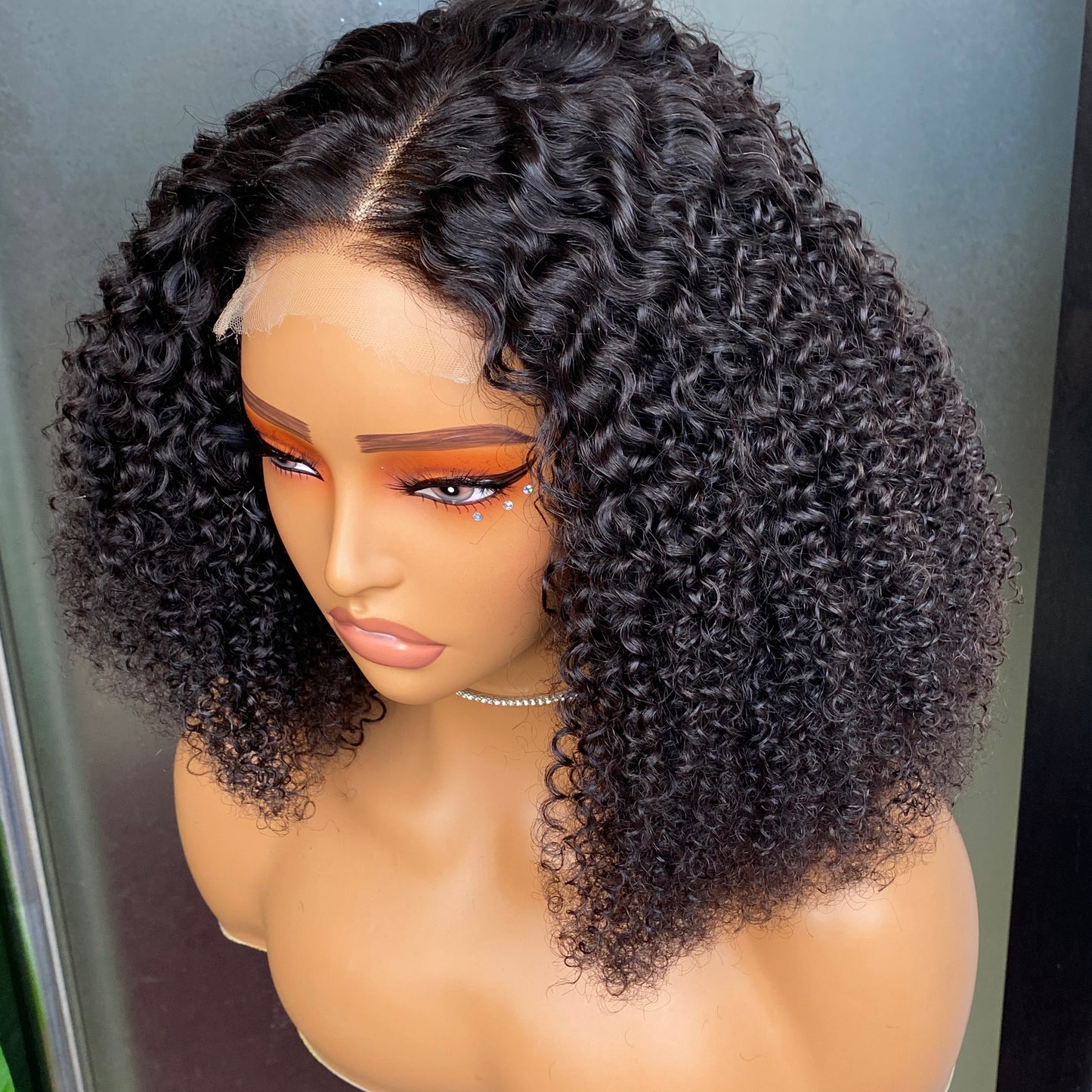 HUIXIN Hair Kinky Curly 4x4 HD Lace Closure Wig 12"-14" Inch