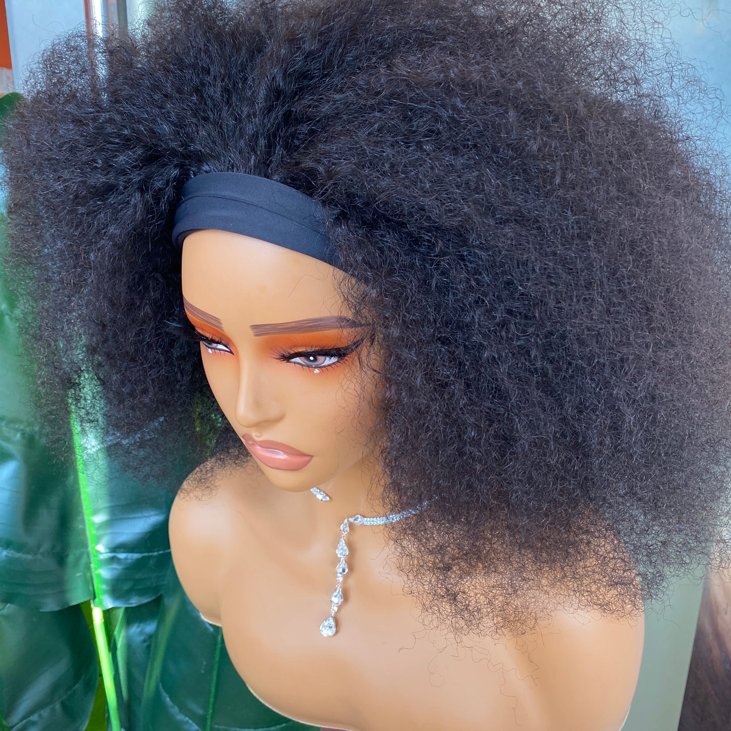 180% Density Human Hair Kinky Curly Headband Wig 8-30 Inch