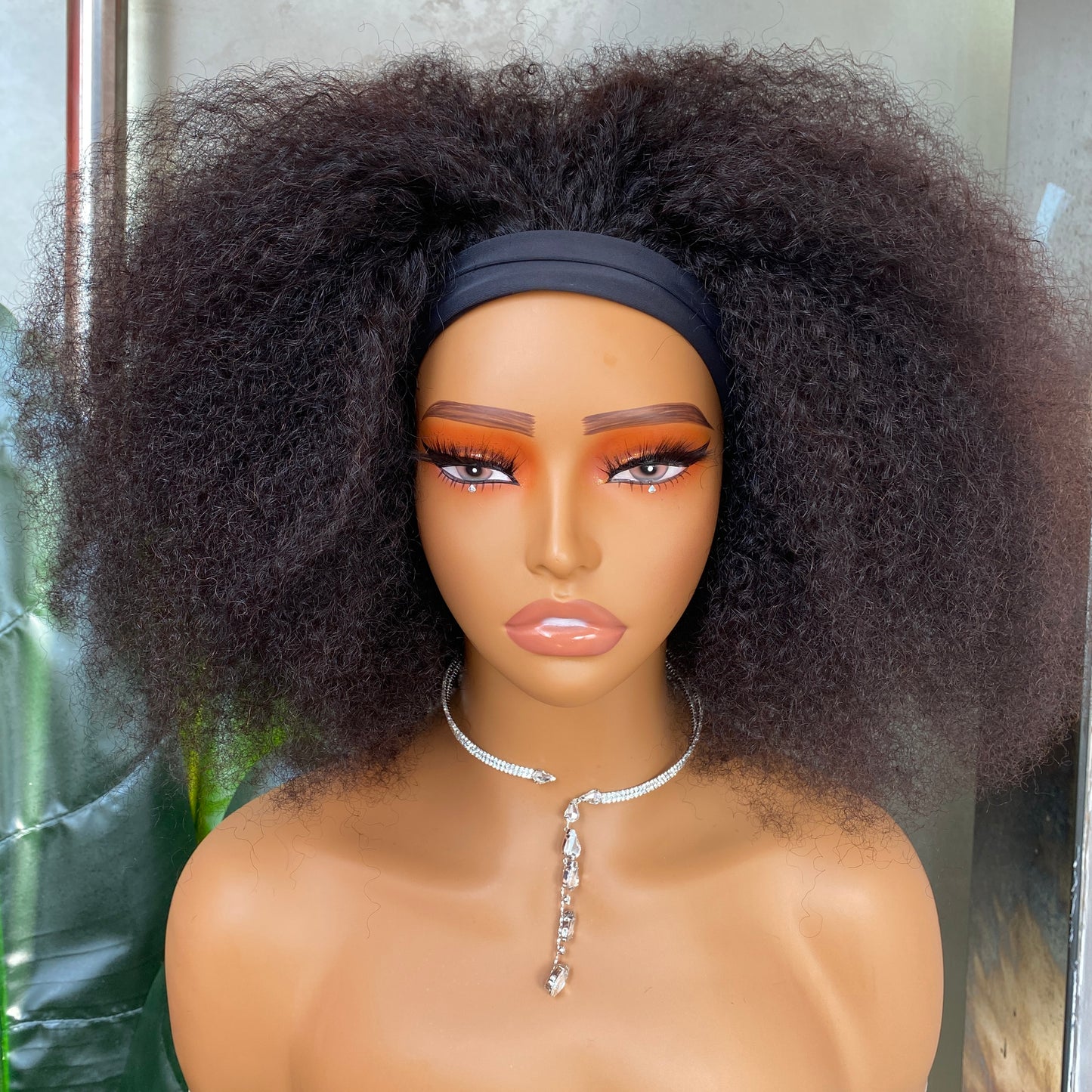 180% Density Human Hair Kinky Curly Headband Wig 8-30 Inch