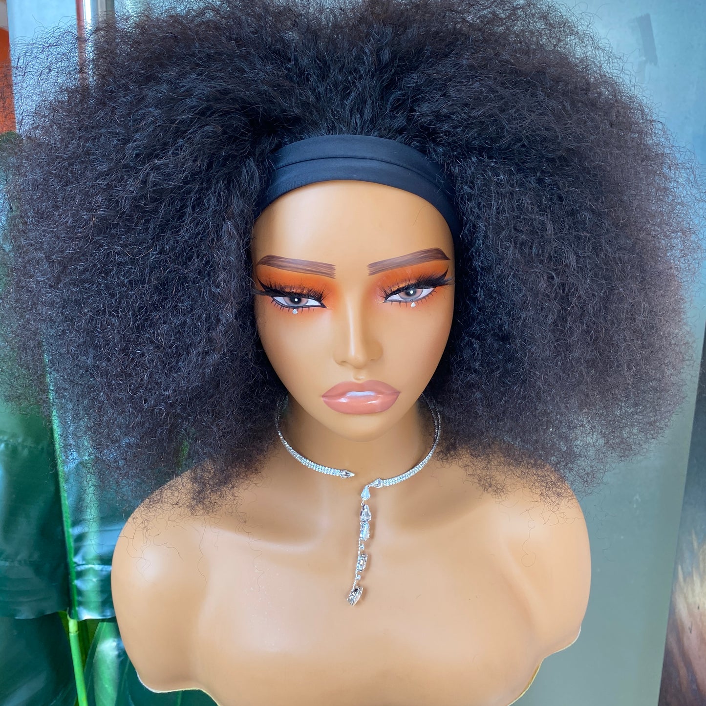 180% Density Human Hair Kinky Curly Headband Wig 8-30 Inch