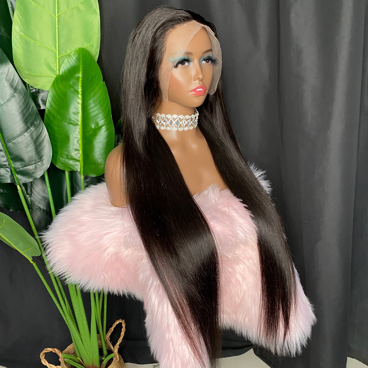 Natural Black Silky Straight 13x4 Transparent Lace Frontal Wig 100% Raw Human Hair