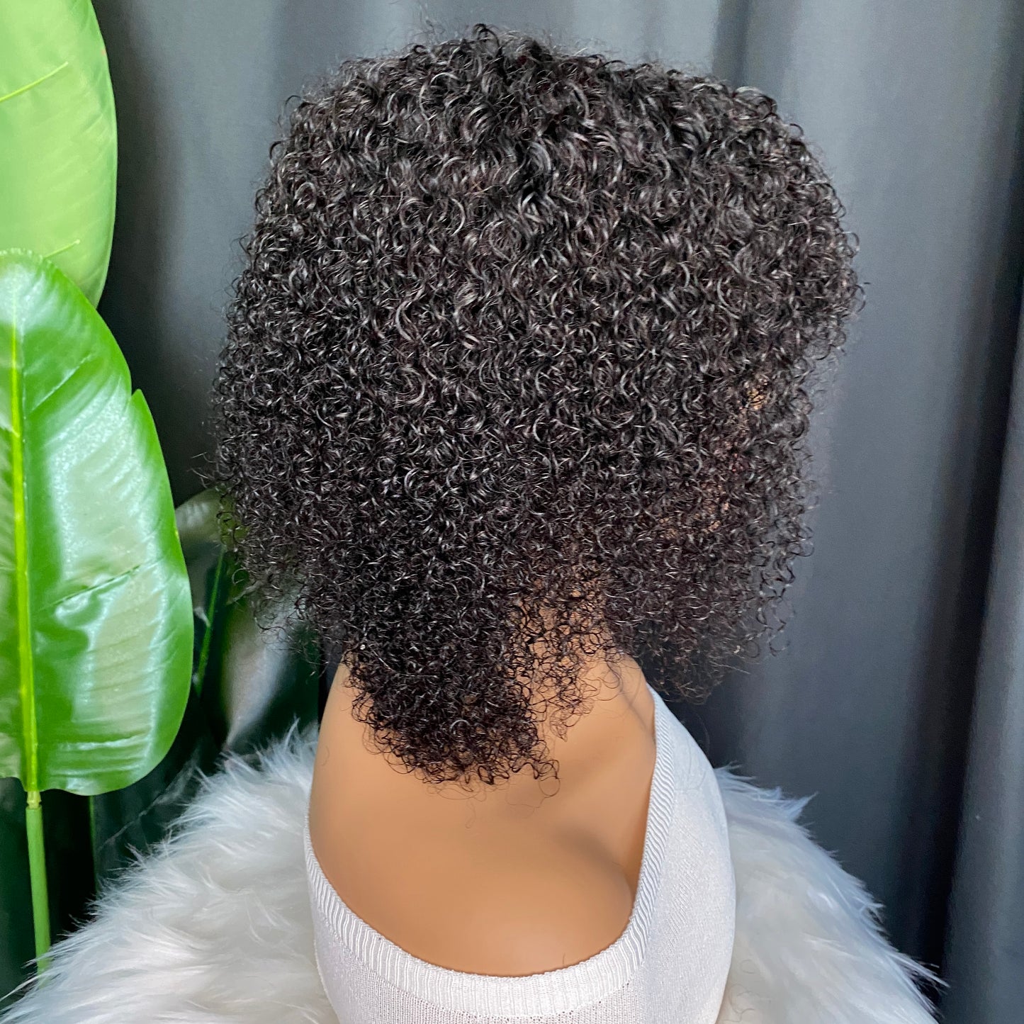 Remy Human Hair Kinky Curly Regular Bang Bob Wig 8-26 Inch