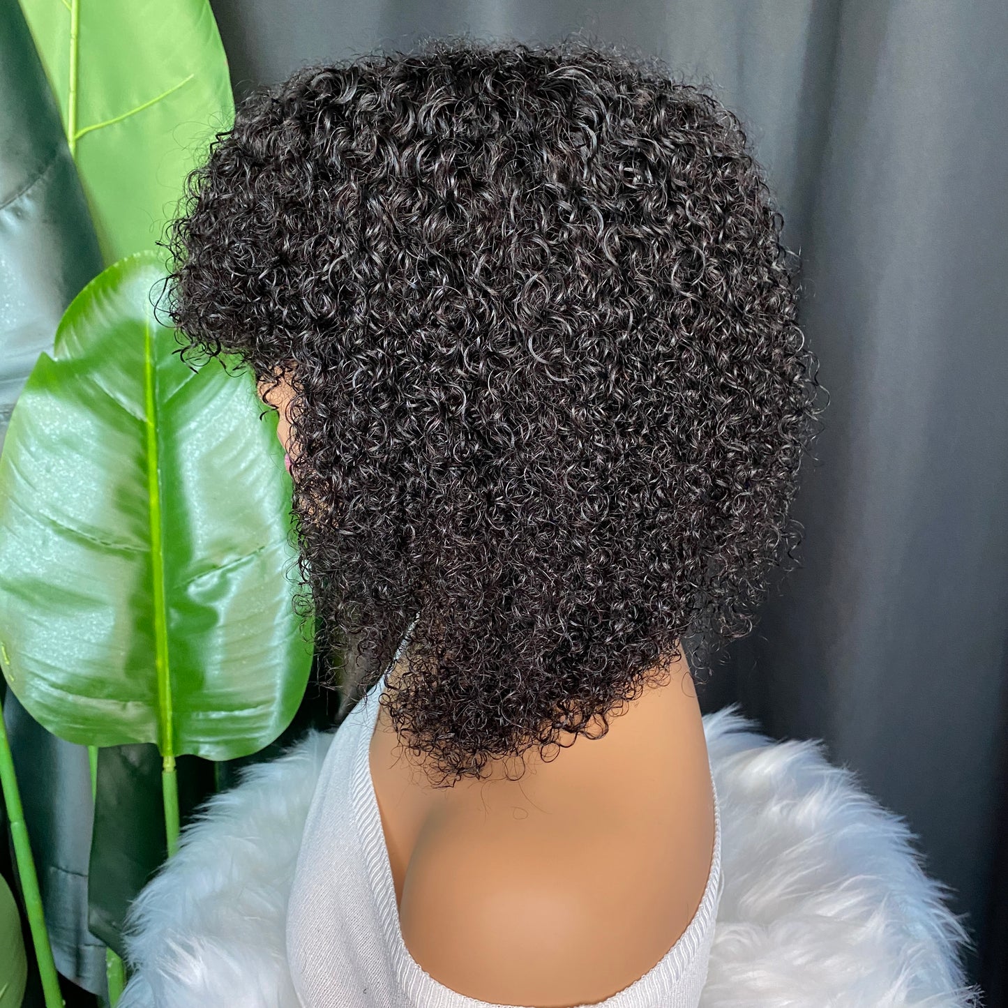 Remy Human Hair Kinky Curly Regular Bang Bob Wig 8-26 Inch