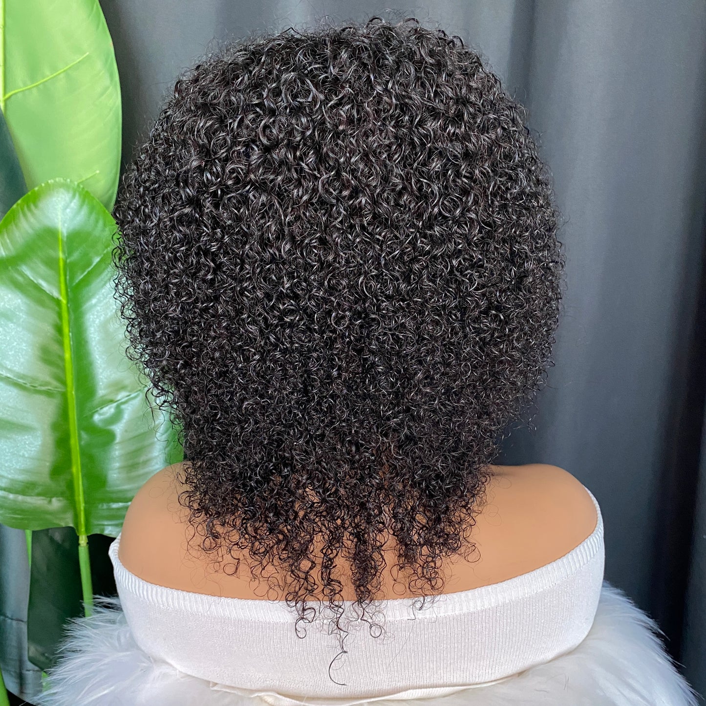 Remy Human Hair Kinky Curly Regular Bang Bob Wig 8-26 Inch