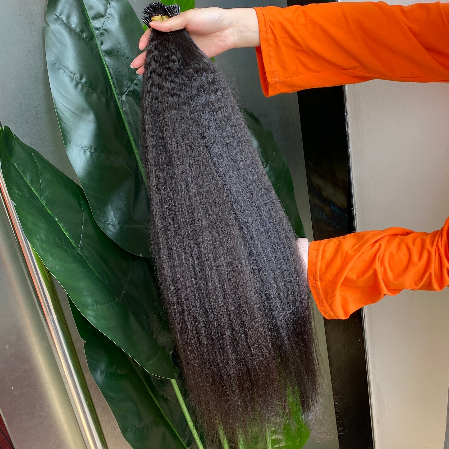 100% Raw Human Hair Natural Black Kinky Straight I Tip Hair Extension 50g/lot 3 lots