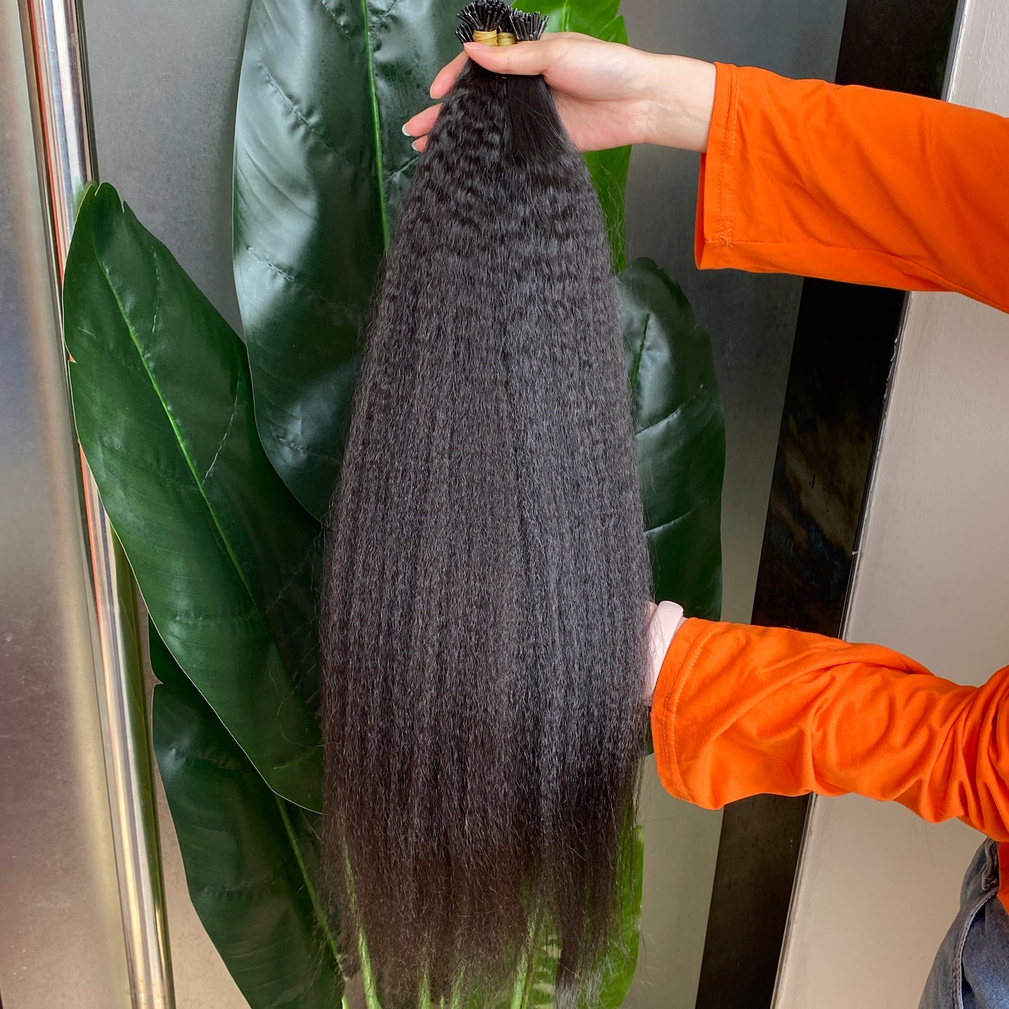 100% Raw Human Hair Natural Black Kinky Straight I Tip Hair Extension 50g/lot 3 lots