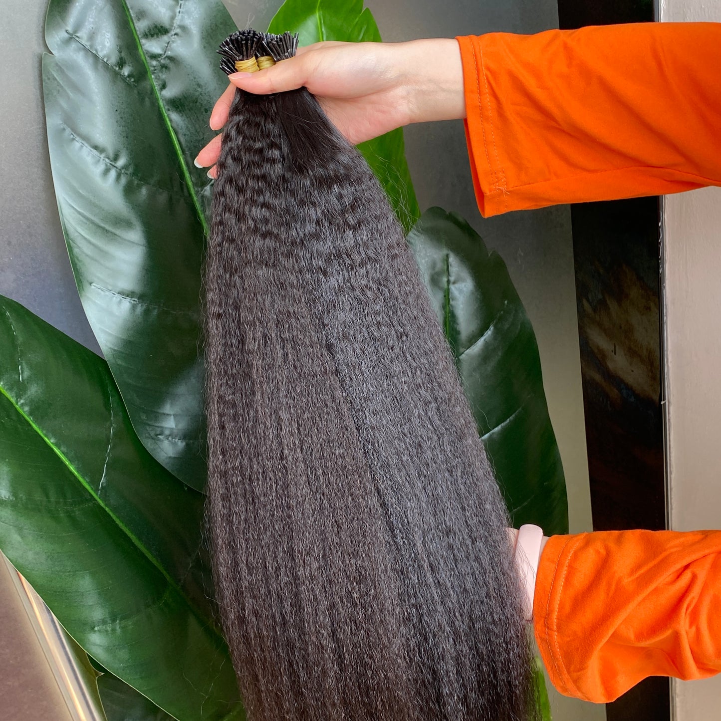 100% Raw Human Hair Natural Black Kinky Straight I Tip Hair Extension 50g/lot 3 lots