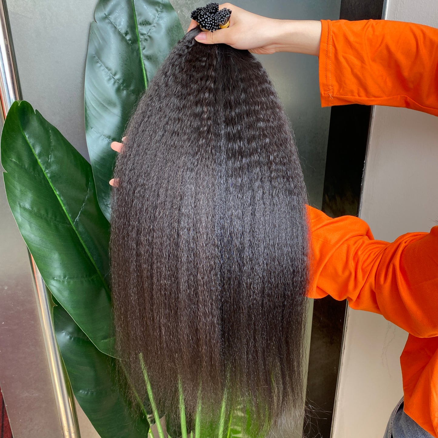 100% Raw Human Hair Natural Black Kinky Straight I Tip Hair Extension 50g/lot 3 lots