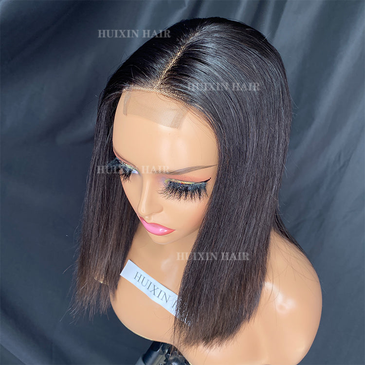 natural color silky straight 2x6 swiss lace closure wig 12"