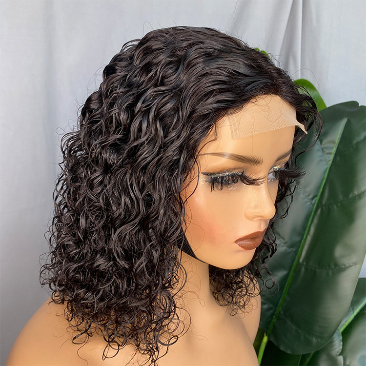 Deep Wave Machine-Made Lace Closure Wig