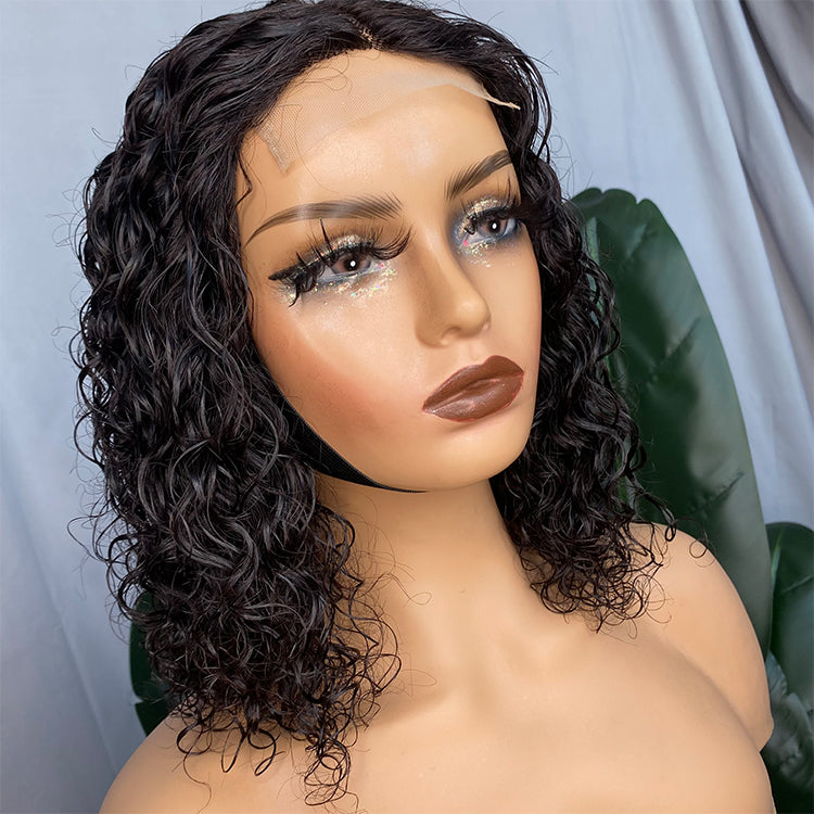 Deep Wave Machine-Made Lace Closure Wig