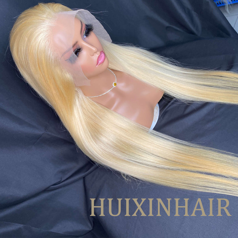 Straight 613 13X6 Transparent Lace Frontal Wig 34''