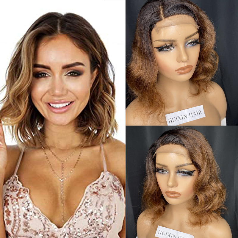 1b/brown loose wave closure wig 10"