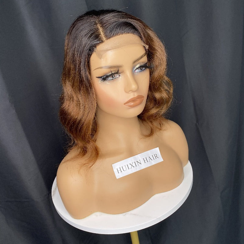 1b/brown loose wave closure wig 10"