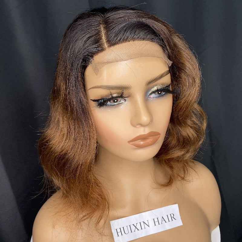 1b/brown loose wave closure wig 10"