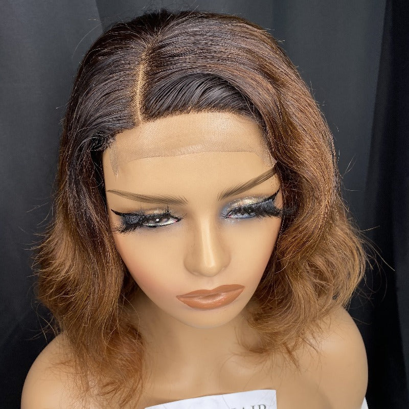 1b/brown loose wave closure wig 10"