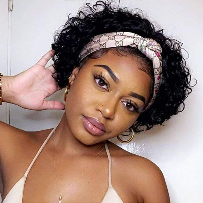 short curly headband wig