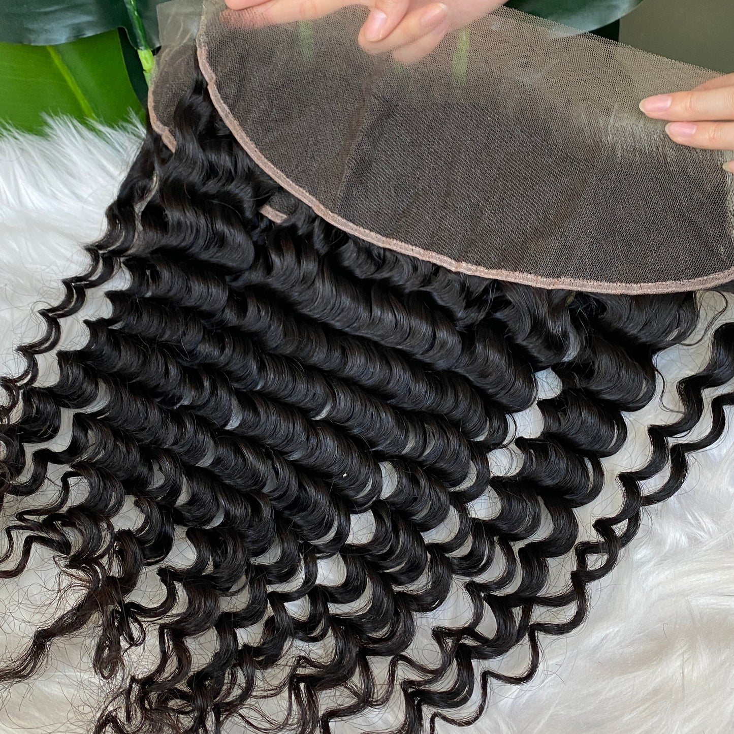 Raw Human Hair Deep Wave 13x4 HD Lace Frontal Hair Extension 12-20 Inch