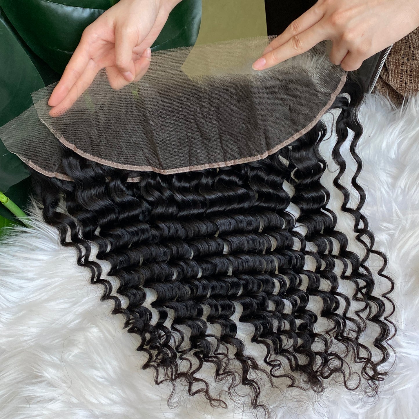 Raw Human Hair Deep Wave 13x4 HD Lace Frontal Hair Extension 12-20 Inch