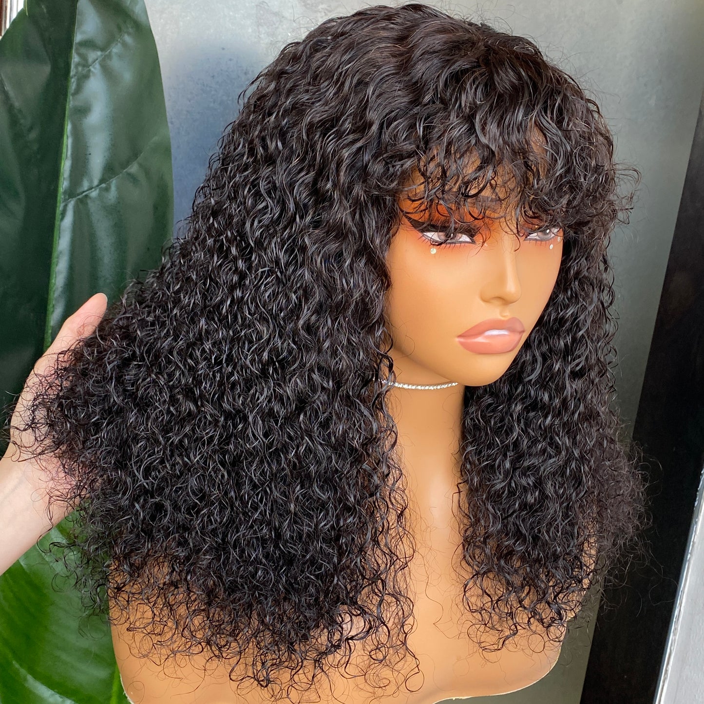 High Quality 100% Raw Human Hair Burmese Curly 5x5 HD Lace Bang Wig