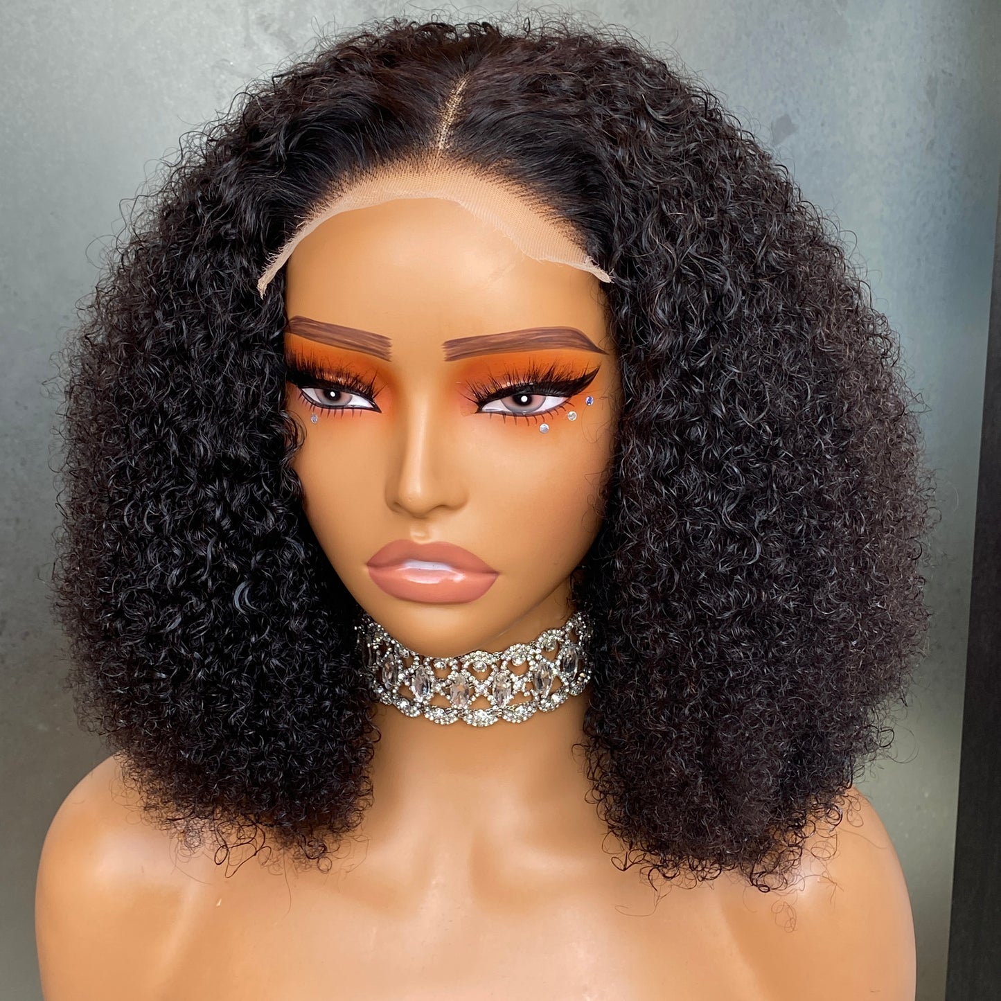 100% human hair kinky Curly 5x5 HD Lace Closure Wig 10-14 Inch