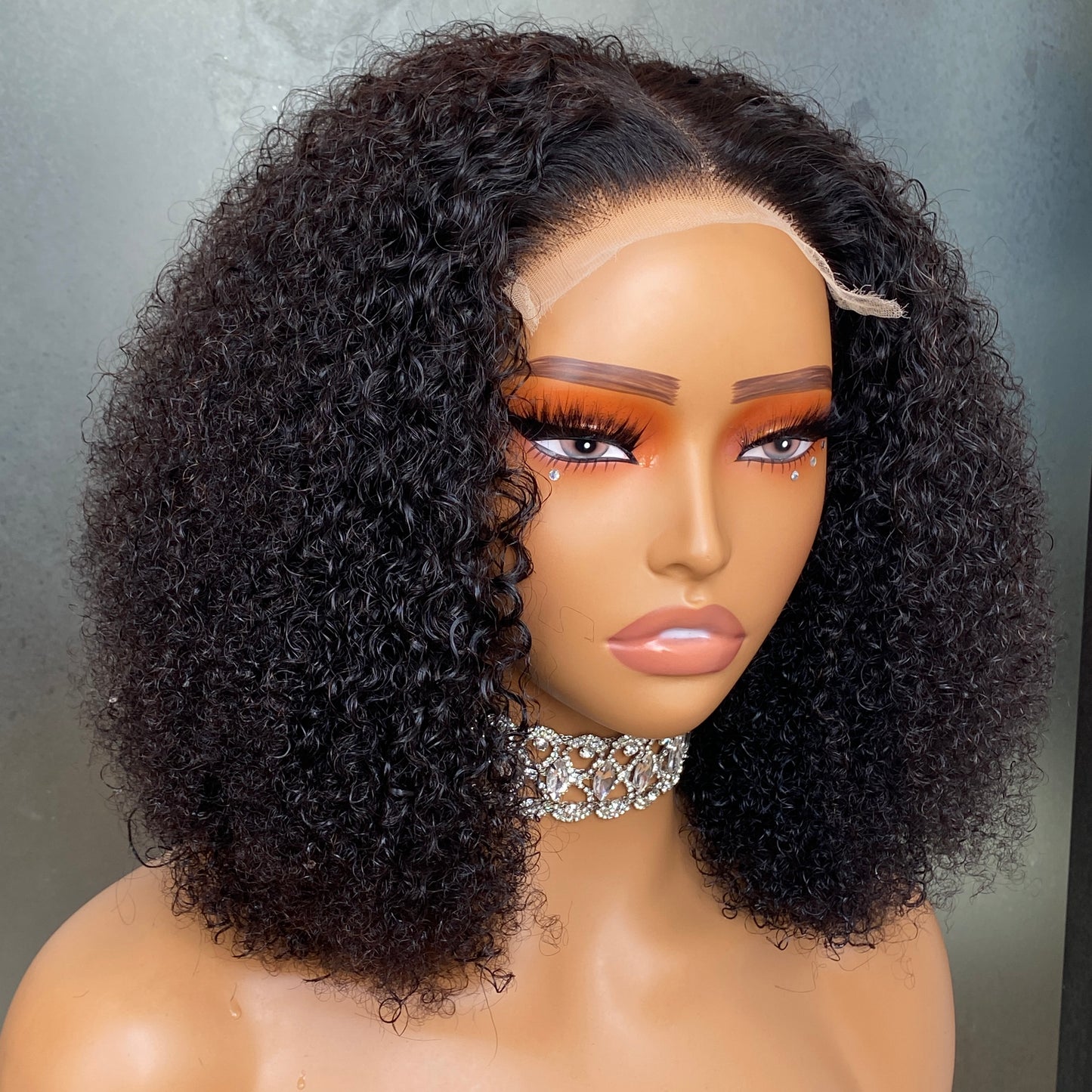 100% human hair kinky Curly 5x5 HD Lace Closure Wig 10-14 Inch