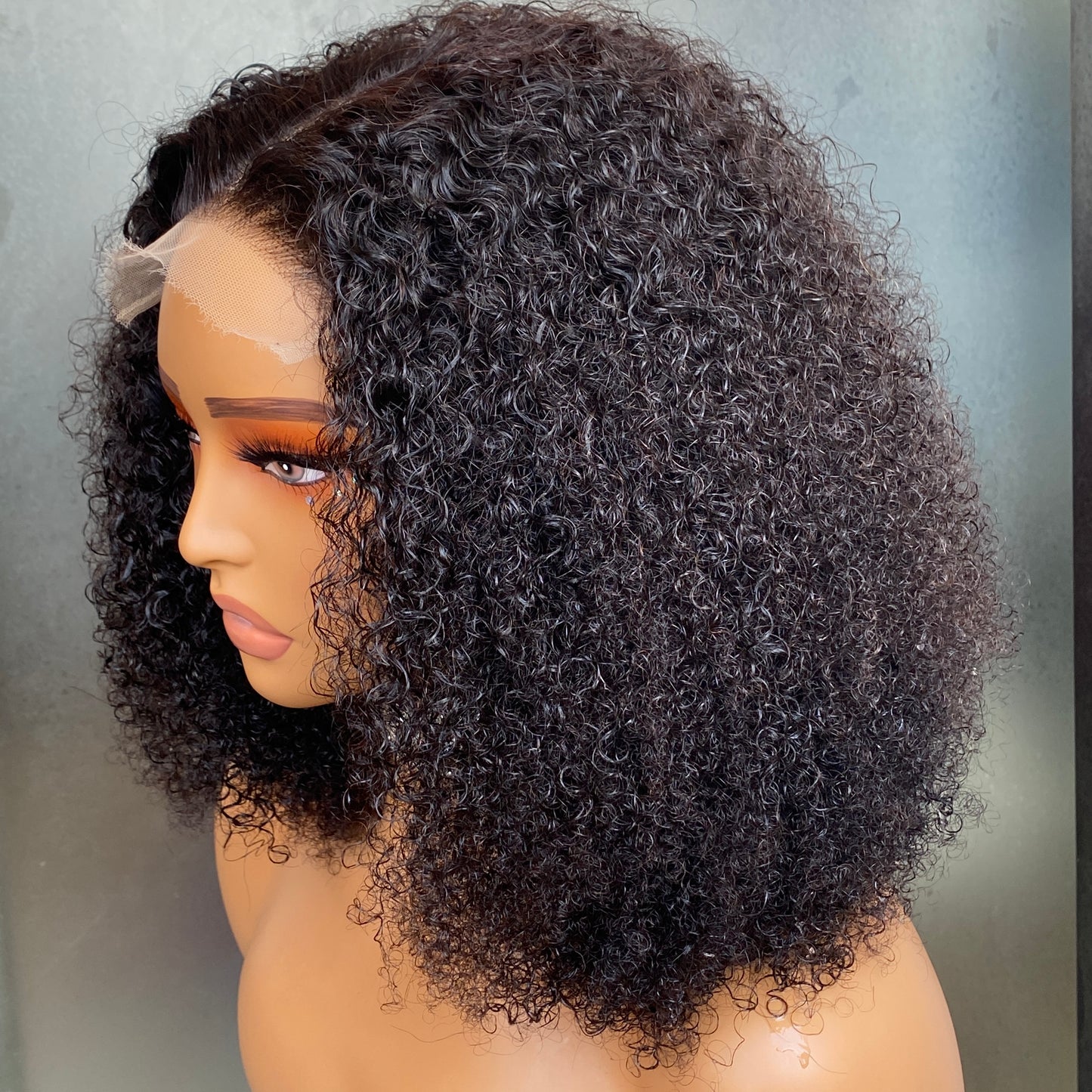 100% human hair kinky Curly 5x5 HD Lace Closure Wig 10-14 Inch