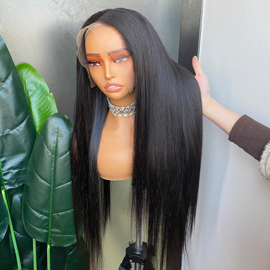 100% Raw Human Hair Silky Straight 13x6 HD Lace Frontal Wig 8-32 Inch