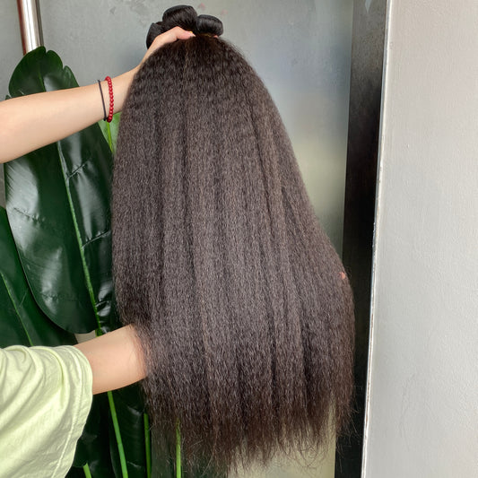 Grade 12A 100% Human Hair Kinky Straight Bundle 10-32 Inch 3Pcs