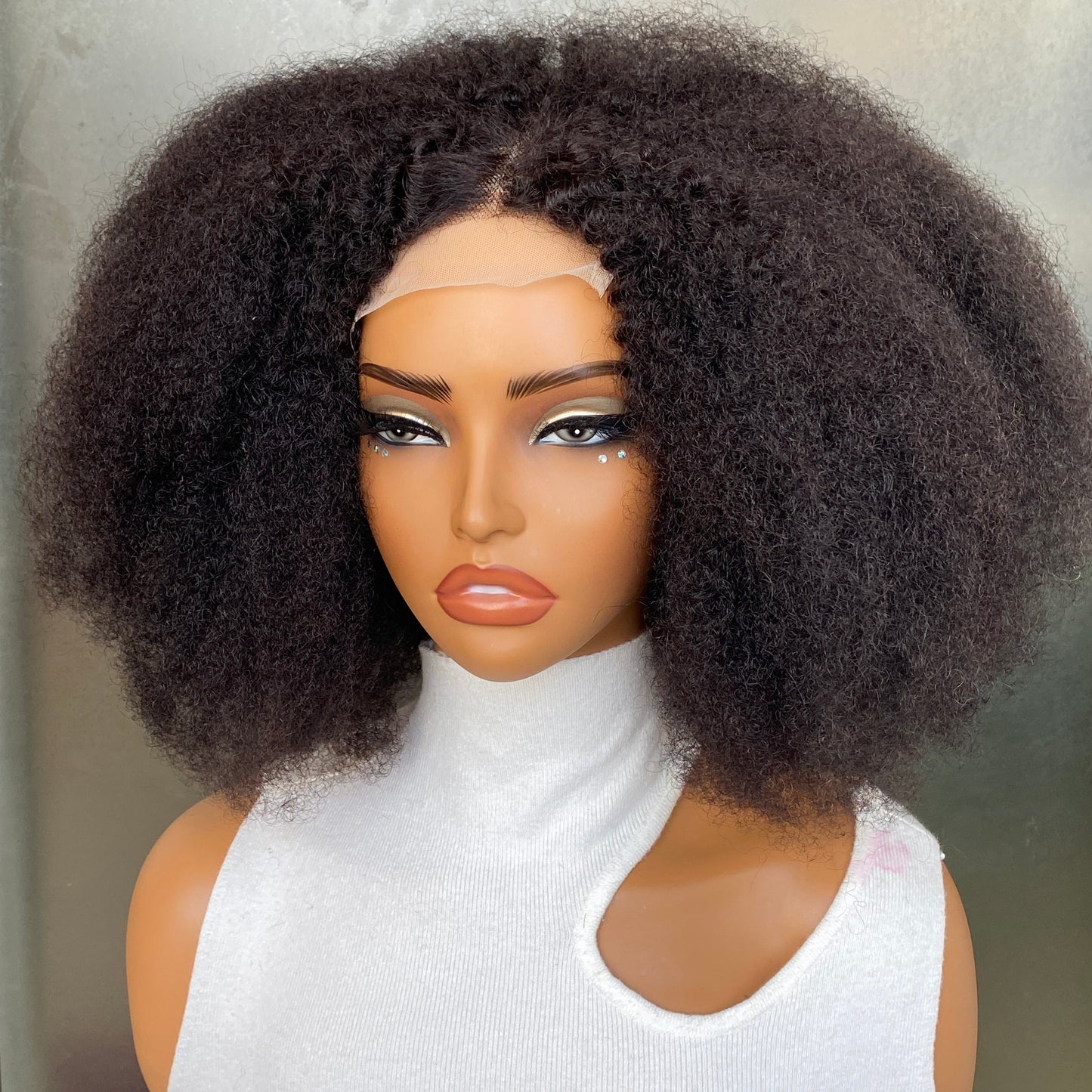 180% Density Kinky Curly 4x4 Transaprent Lace Closure Wig 10-16 Inch