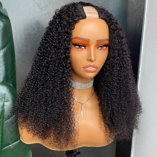 100% Remy Human Hair Kinky Curly U Part Wig 8-26 Inch