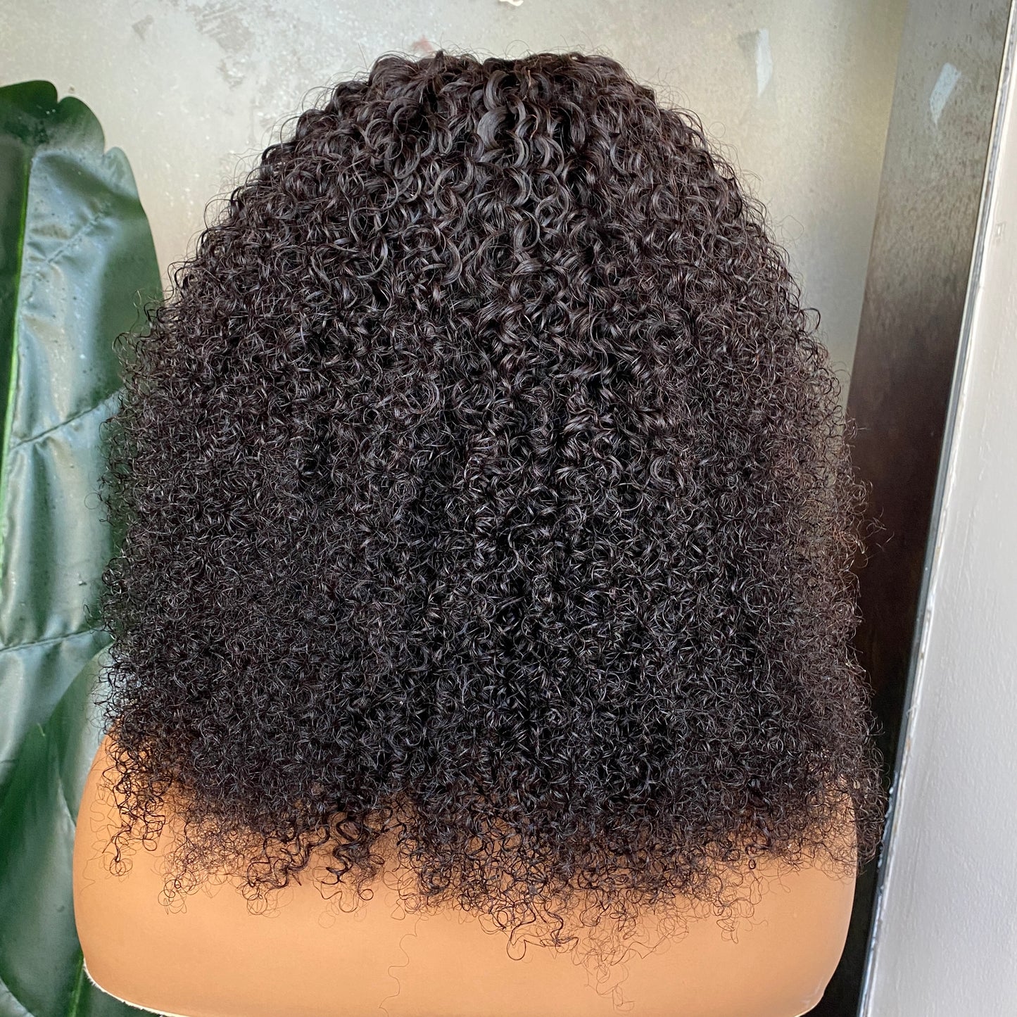 100% Human Hair Kinky Curly 360 Brown Lace Frontal Wig 12 Inch