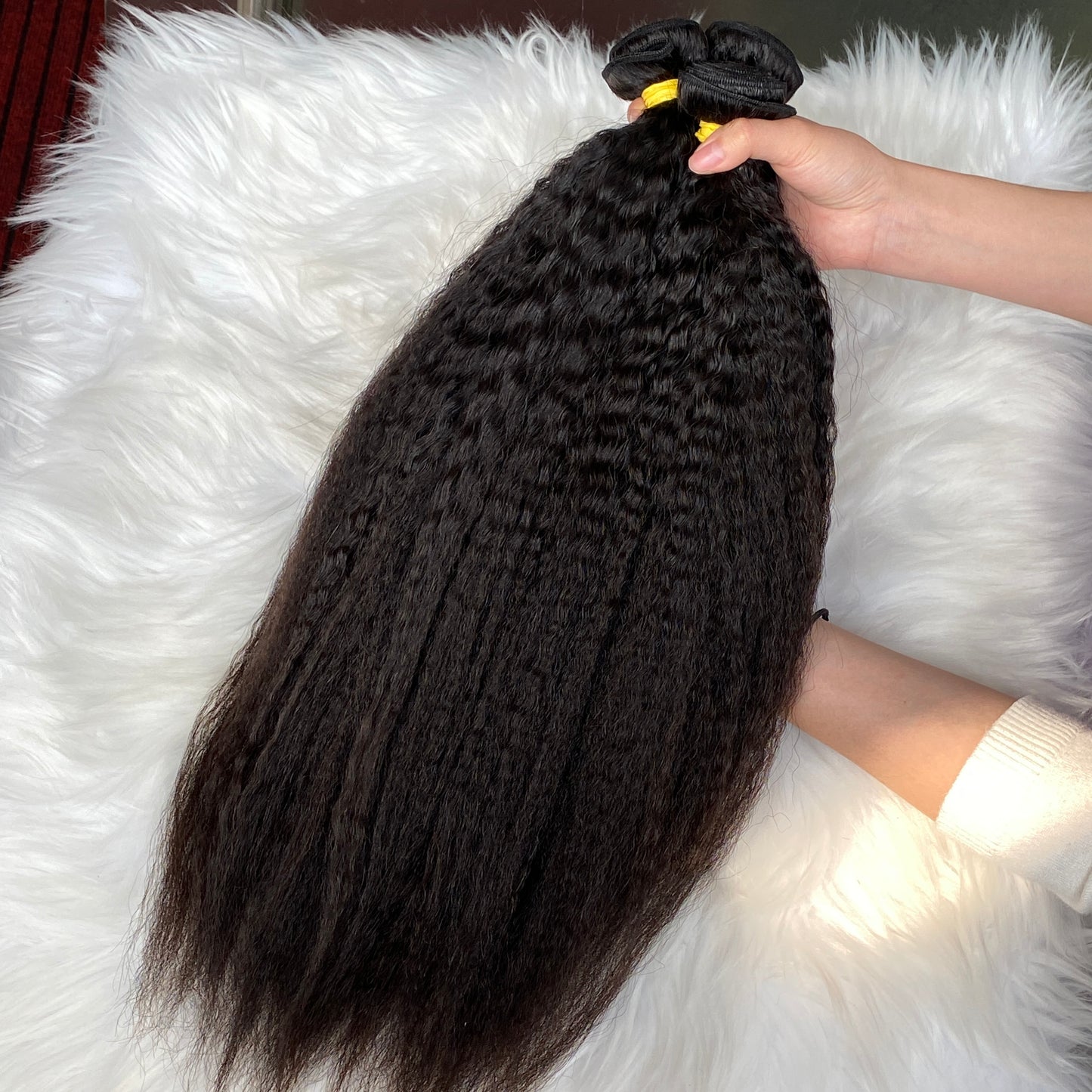 Grade 12A Thick Human Hair Kinky Straight Bundle 100g/pcs 2Pcs