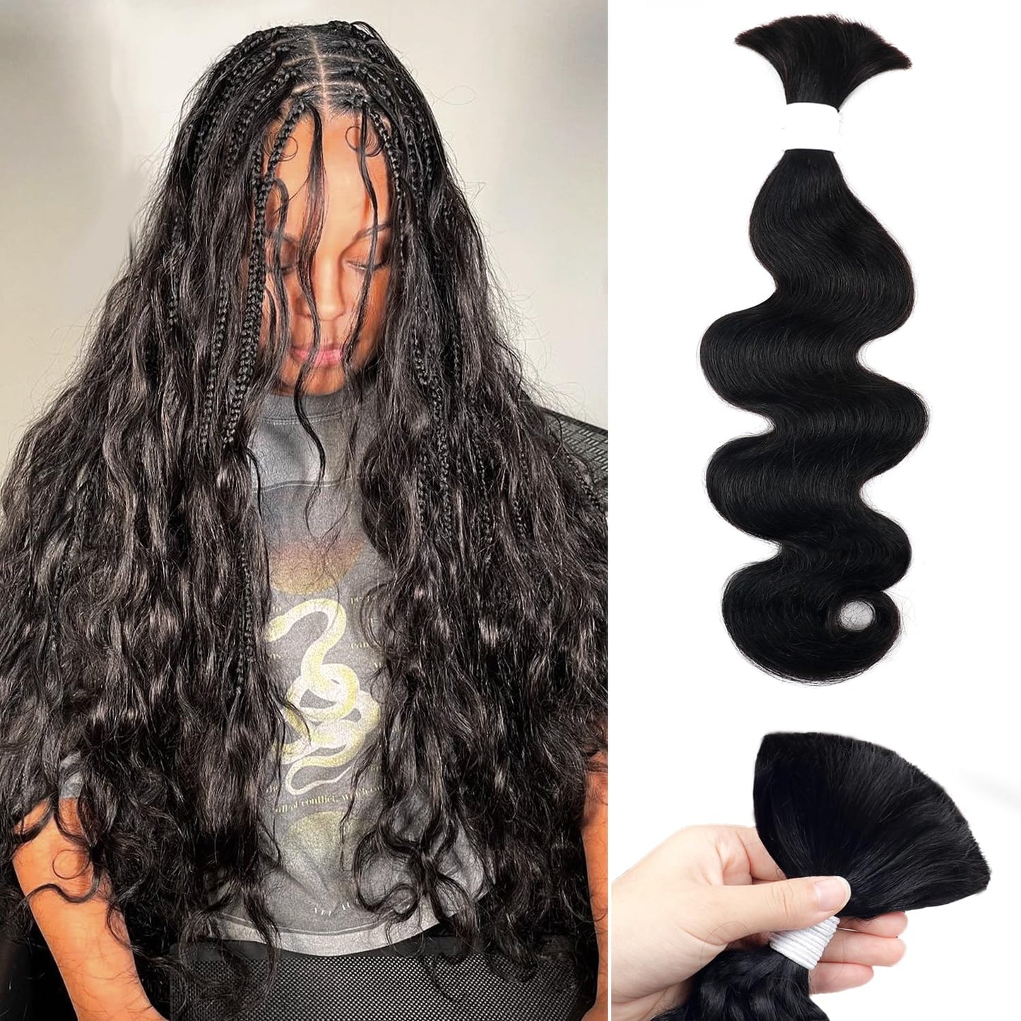 Human Hair Braiding Body Wave Bulk Boho Box Braids No Weft Curly Hair Extensions 100g