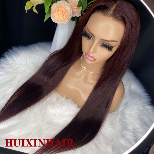 Burgundy Straight 13X4 HD Lace Frontal Wig 24"